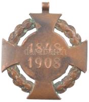 1908. "Katonai Jubileumi Kereszt" bronz kitüntetés mellszalag nélkül T:2- patina NMK 269