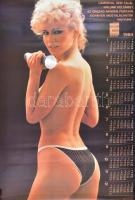 1984 erotikus naptár plakát, Élelmiszer és Vegyiáru Kereskedelmi Vállalatok, ofszet, papír, feltekerve, hajtásnyomokkal, apró lapszéli szakadásokkal, 98x66 cm