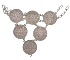 Német Birodalom 1896-1911. 1M Ag (6xklf) mind füllel, nyaklánccá alakítva T:2-3 a lánc része sérült,...