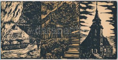 Brassó, Kronstadt, Brasov; - 5 db régi képeslap Hermann Morres linómetszeteivel. W. Hiemesch kiadása...