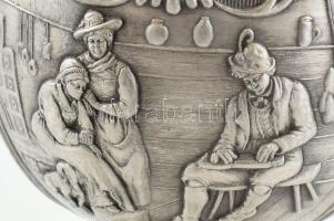 Díszes német ón pohár, jelzett, / German tin glass m: 13,5 cm
