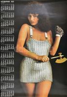 1983 Húsipar, erotikus naptár plakát, ofszet, papír, feltekerve, 81x56 cm