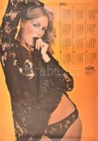 1981 Keripar, erotikus naptár plakát, ofszet, papír, feltekerve, apró gyűrődésekkel, 97x67 cm