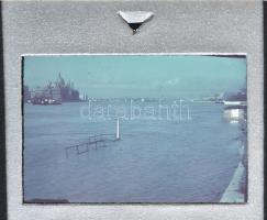 cca 1940-1950 Budapest, rakpartok, színes diapozitív, 2 db