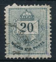 1881 20kr többszörös, látványos karcok a bélyegen (ex Lovász)