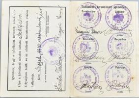 1940 Szeged-Csanádi Vasút fényképes tanuló igazolvány a Liszt Ferenc Zeneiskola pecsétjével