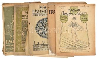 1902-1917 A Magyar Iparművészet c. folyóirat 6 db szórványszáma. Nagyrészt megviselt állapotban