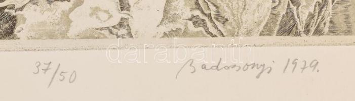 Badacsonyi Sándor (1949-2016): Magány, 1979. Rézkarc, papír, jelzett, számozott (37/50). 27,5x21 cm