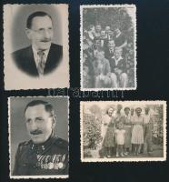 cca 1940 Szili István katonatiszt (az I. és a II. világháborúban is harcolt) két portréja (az egyik egyenruhában, kitüntetésekkel), ill. két családi képe; össz. 4 db fotó, 9x6 cm körül