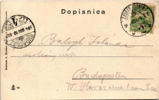 1904 Zagreb, Zágráb; Pogled na prvostolnu crkvu i nadb. dvor / general view, church (EK)