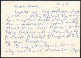 1982 Dobossy László (1910-1999) irodalomtörténész, szótáríró saját kezű sorai és aláírása egy Szirma...