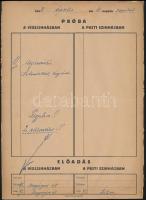 1948 Próba a Vígszínházban és Pesti Színházban színházi karton Magányos út c. darabról