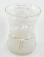 Régi üveg pohár, kopott, m: 11 cm