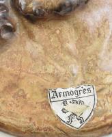 Armogrés jelzett, fali Krisztus dísz, kopott, 15x12 cm és SB jelzett falikép, kerámia, kopott, 26x15...