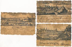 1900 Budapest Anno - 9 db régi hosszú címzéses képeslap vegyes minőségben