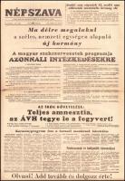 1956 A Népszava forradalom alatt megjelent október 26-i száma, rossz állapotban