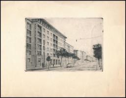 Kaveczky Zoltán (1897-1965): Pesti utcarészlet. Rézkarc, papír, jelzett, 10×14,5 cm