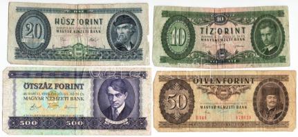 8db-os forint bankjegy tétel, közte 1990. 500Ft T:III,III-