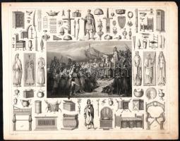 9 db XIX, sz. történelmi témájú metszet. Klf. technikák, papír. Mind jelzett a metszeten. Részben ki...