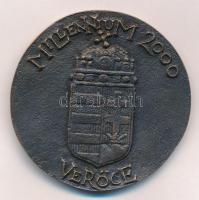 2000. "Géza Fejedelem / Millenium 2000 - Verőce" kétoldalas, öntött bronz emlékérem (58mm)...
