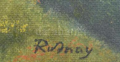 Rudnay jelzésset: Vízparti táj. Olaj, farost. Kissé sérült. 45,5×60,5 cm