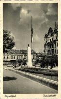 1943 Nagyvárad, Oradea; Országzászló, gyógyszertár, üzletek / Hungarian flag, pharmacy, shops (fa)