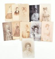 cca 1860-1920 Női portrék, 11 db vágott keményhátú fotó, 11×6,5 cm