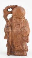Kínai bölcs figura, faragott fa, m: 12 cm