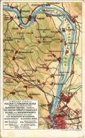 A Magyar Királyi Folyam- és Tengerhajózási Rt. Budapest-Dömösi vonala, térkép / Hungarian river and sea shipping map. Lith. Klösz Gy. és Fia (EM)