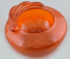 Narancssárga üveg díszváza / bonbonier, d: 16 cm, m: 10 cm