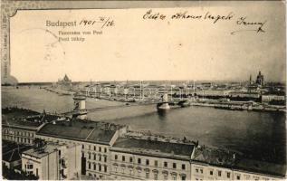 1901 Budapest I. Látkép Pestre, Lánchíd (EB)