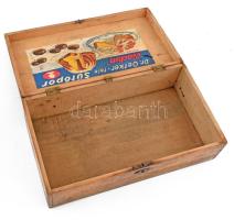 Nagy méretű Dr Oetker fadoboz 33x19x11 cm Belsejében sütőporreklám