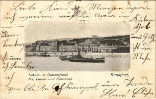 1903 Budapest II. Szent Lukács és Császár fürdő, gőzhajó (fl)