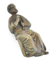 Görög bölcs, bronz polcfigura, kopott, m: 12 cm