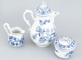 6 személyes hagymavirág mintás mokkás készlet, jelzett, hibátlan