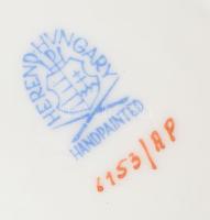 Herendi Apponyi mintás porcelán bonbonier, kézzel festett, jelzett, kopott, rózsán lepattansá d: 7,5...