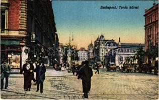 1917 Budapest VI. Teréz körút, Nyugati pályaudvar, vasútállomás, villamos. Erdélyi udvari fényképész felvétele. Vasúti levelezőlapárusítás 1916. (EK)