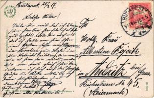 1917 Budapest VI. Teréz körút, Nyugati pályaudvar, vasútállomás, villamos. Erdélyi udvari fényképész...