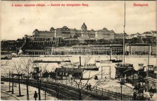 1908 Budapest I. Királyi vár, gőzhajók, hajóállomás. Divald Károly műintézete 1670-1998. (fl)