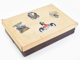 Retró fém, elemes játék, feltehetően hiányos, sérült német leírással. Sérült