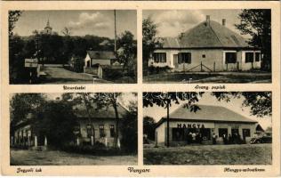 1943 Vanyarc, utca részlet, Evangélikus paplak, Jegyzői lak, Hangya szövetkezet üzlete, automobil (EK)