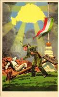 Ébreszt a magyar jövő. Kiadja az Ereklyés Országzászló Nagybizottsága / Hungarian irredenta propaganda art postcard, Treaty of Trianon