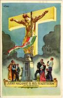 1937 Ezért magamat is reá feszíttetem. Hiszekegy. Kiadja az Ereklyés Országzászló Nagybizottsága / Hungarian irredenta propaganda, Hungarian flag, Treaty of Trianon s: Lamoss (EB)
