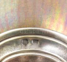 Zsolnay Tiffany-technikájú díszítménnyel készült kínáló, jelzés nélkül, ezüst (Ag) vésett és préselt...