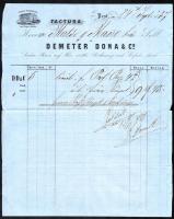 1857 Dona Demeter papírmalma Pest. fejléces számla