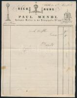 1852 Pest Paul Mendl fejléces számla