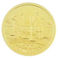 Oroszország 2014. 50R Au "Szocsi Téli Olimpia - Curling" tanúsítvánnyal, tokban (7,81g/0.9...