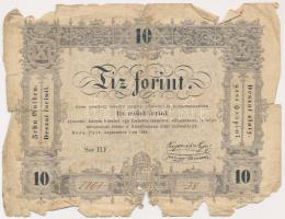 1848. 10Ft Kossuth Bankó T:IV szakadások, folt, anyaghiány Adamo G111