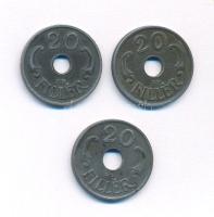 1941-1944. 20f Fe (3db/2xklf) T:2,2- patina