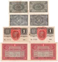 1916-1920. 20f (2x) + 50f (2x) + 1K (2x) + 2K (2x) T:II--III fo. Adamo K1, K2, K3, K6